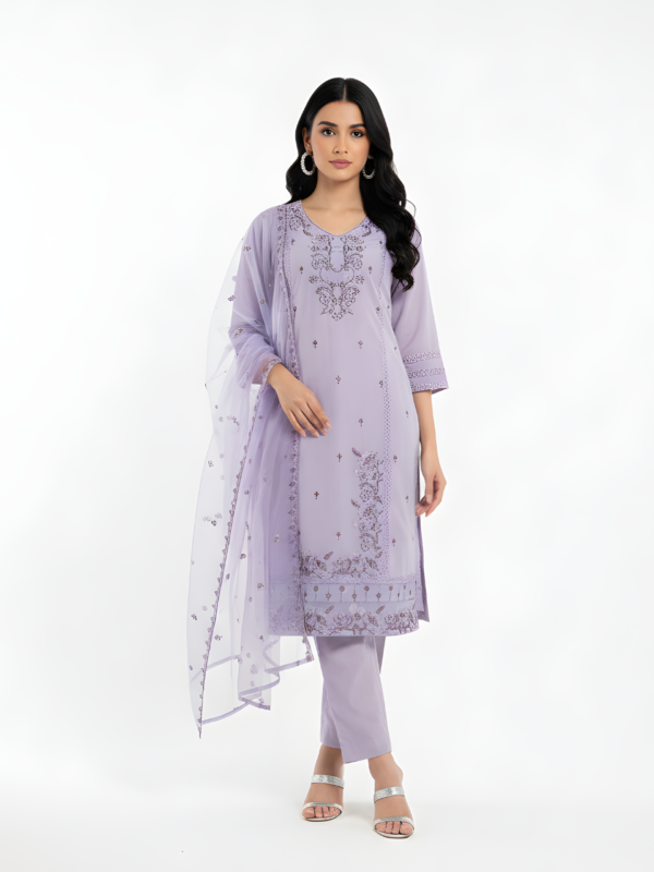 Organza Salwar Set lavender (2)